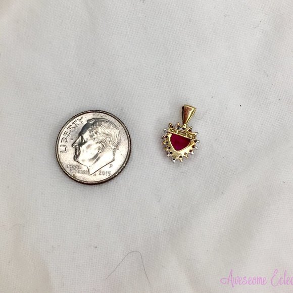 10k Ruby Heart & Diamond Pendant - 1/4ct Diamonds - Great Birthstone Gift! - Picture 5 of 5